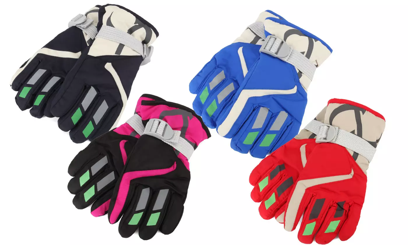 Waterproof Ski Snowboard Gloves Outdoor Sports Warm Mitten For Kids Boys Girls