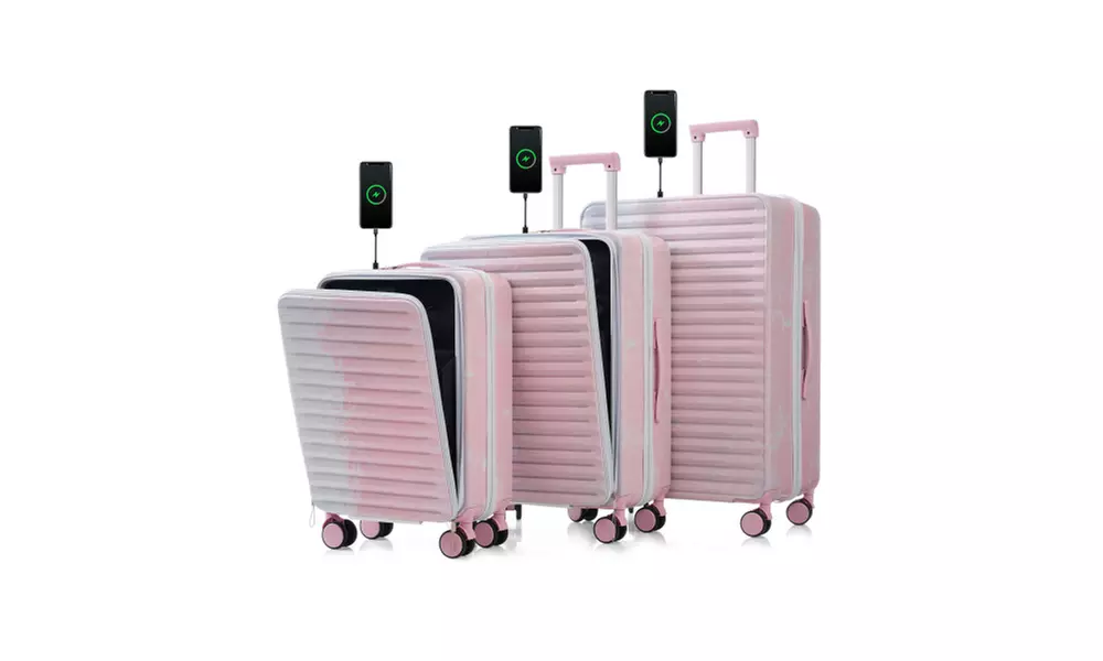 3 Piece Sets,20/24/28", 20 "24" with front pocket,Hard Shell Luggage