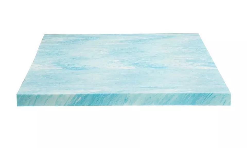 DreamFoam Bedding, 2" Gel Swirl Memory Foam Topper, Made in USA, Queen, Blue  - Primary Image