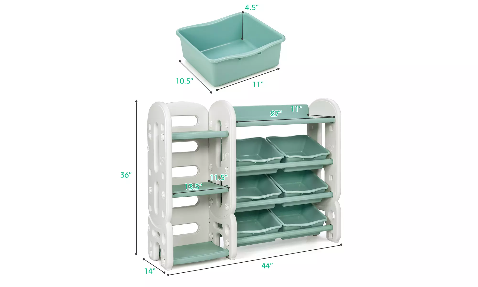 Costway Kids Toy Storage Organizer w/Bins & Multi-Layer Shelf for Playroom