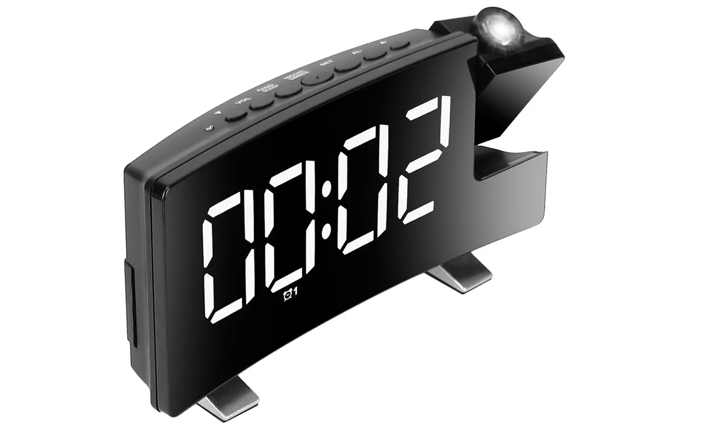 iMounTEK Digital LED Projection Alarm Clock w/ Curved-Screen & USB Charging Port
