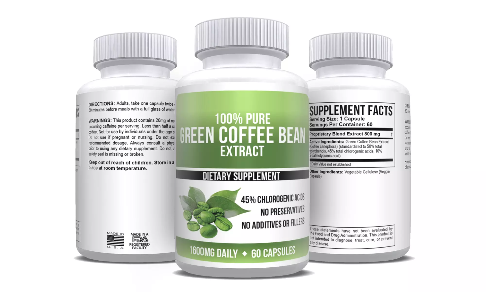 Pure Green Coffee Bean Extract Maximum Strength (1-, 2-, 3- or 6-pack) - Primary Image