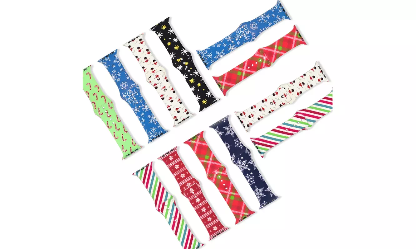 Holiday Print Silicone Apple Watch Bands All Series 1-7 & SE