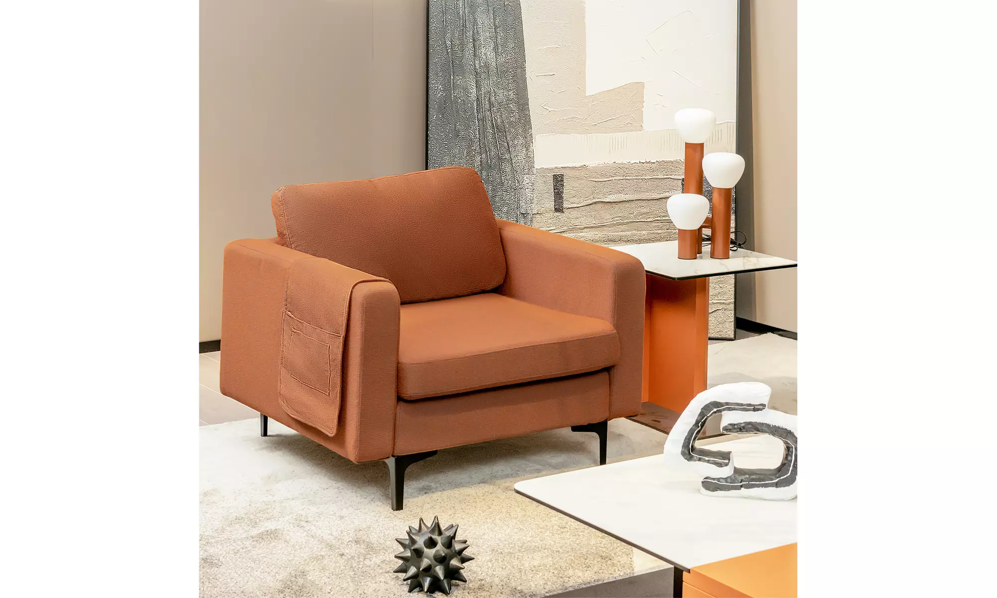 Costway Modern Linen Fabric Accent Armchair Single Sofa