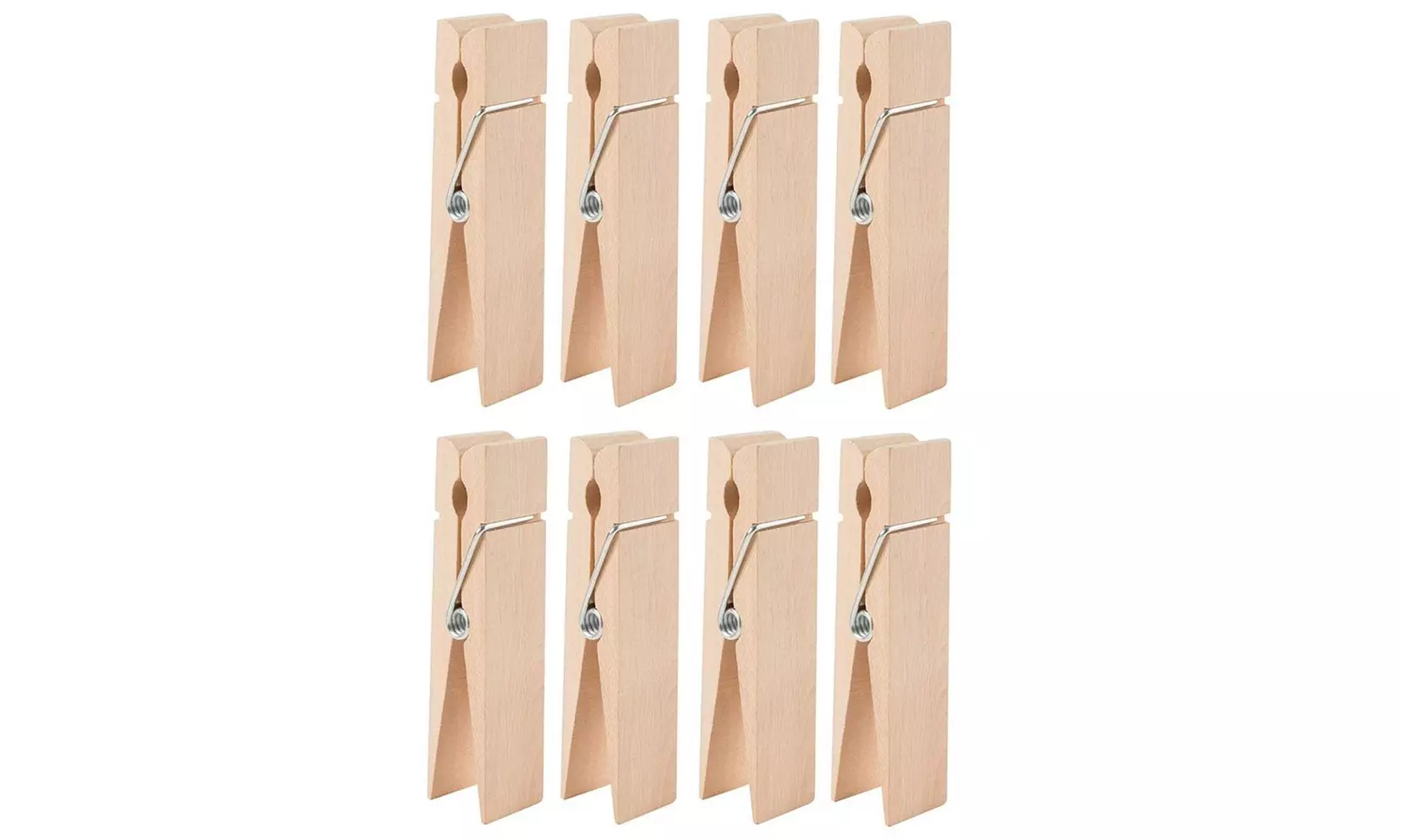 Wooden Large Clothespins - 8-Pack Jumbo Unfinished Wooden Clips, Big - Primary Image