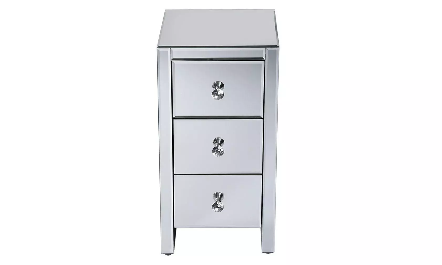 Mirrored Glass Bedside Table with Three Drawers Size S - Primary Image