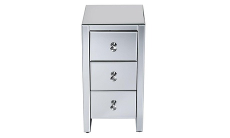 Mirrored Glass Bedside Table With Three Drawers Size S