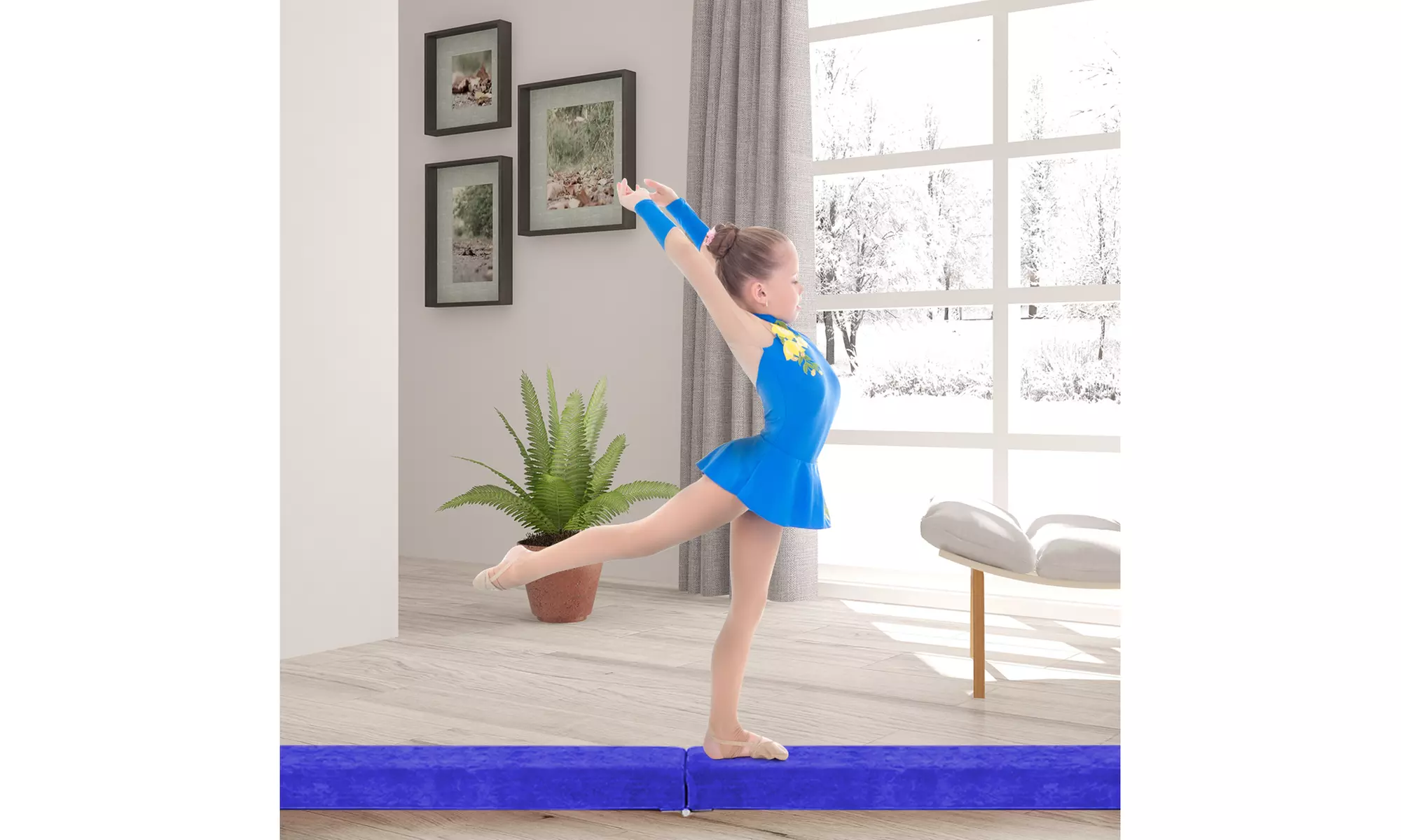 7FT Folding Floor Balance Beam Gymnastics Equipment for Practice Training 3color