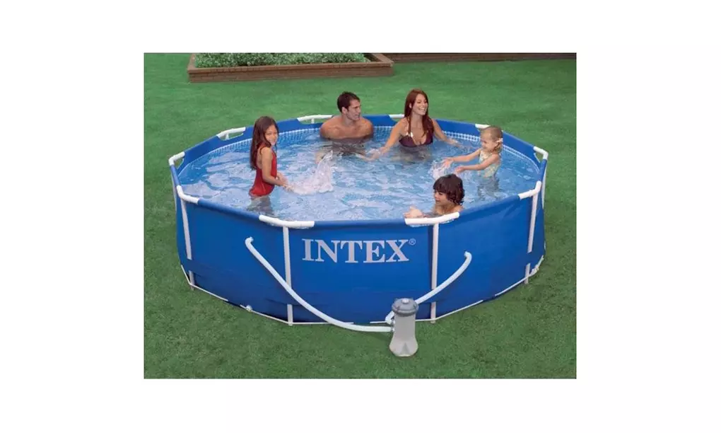 Intex - 10' x 30" Metal Frame Round Above Ground Swimming Pool with Pump - Blue - Primary Image