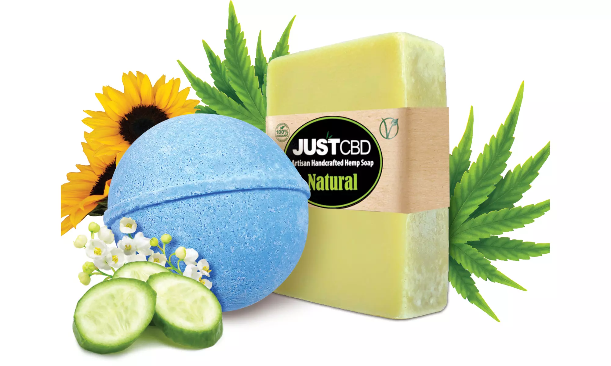 JustCBD Hemp Soap & CBD Bath Bomb Bundle  - Second Medium