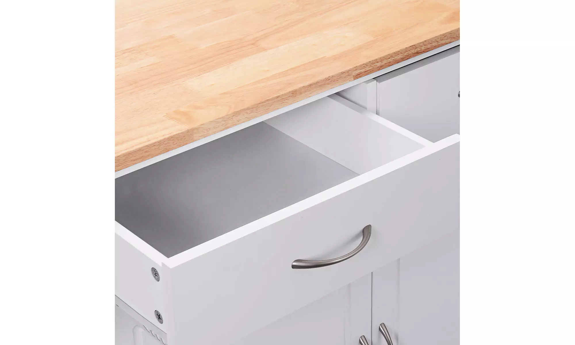 Rolling Kitchen Cart Island Wood Top Storage Trolley Cabinet Utility Modern