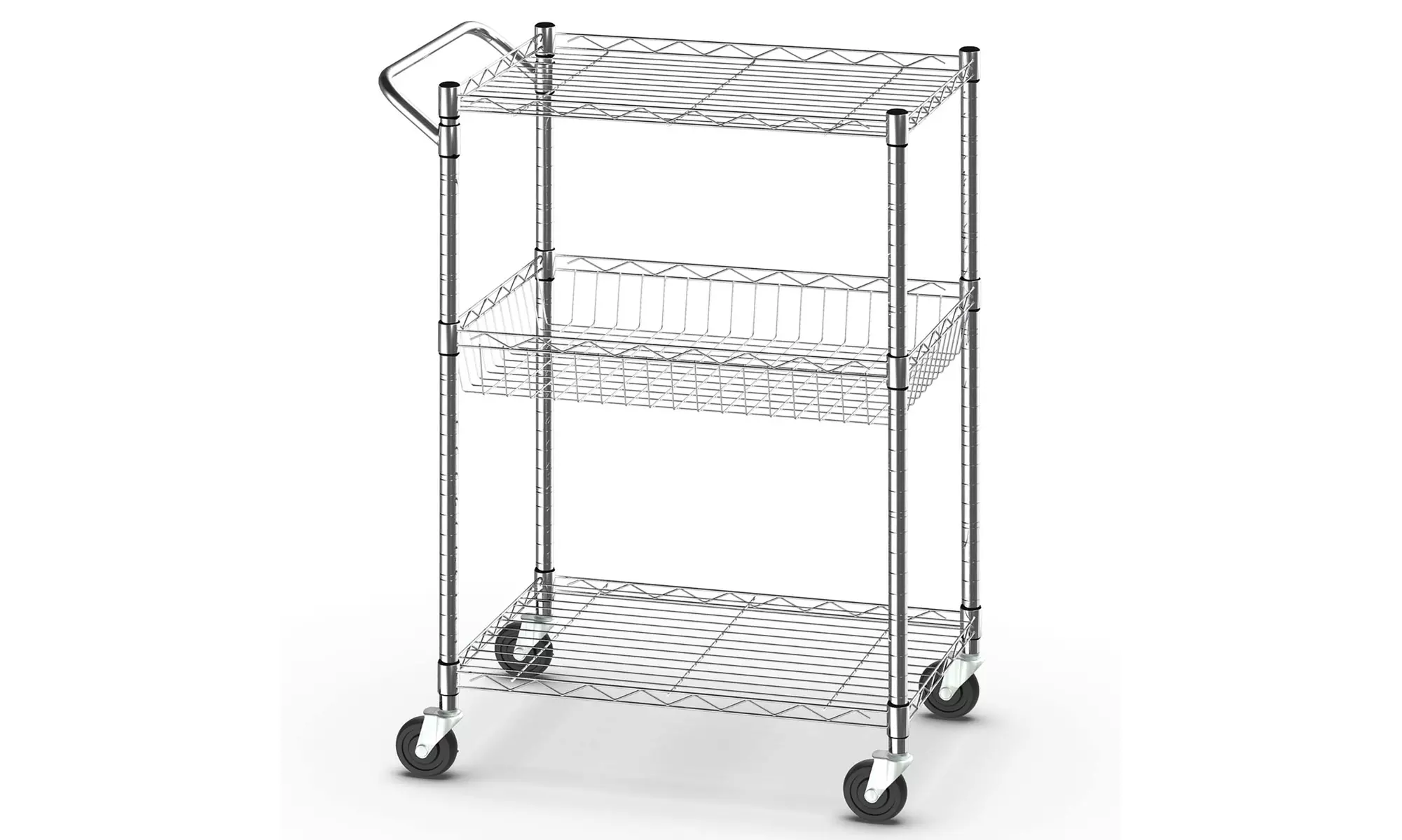 Costway 3-Tier Utility Cart Heavy Duty Rolling Cart w/Handle Bar Storage Trolley - Primary Image