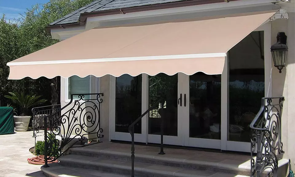 98x80-inch Retractable Aluminum Polyester Patio Sun Shade Awning Cover - Primary Image