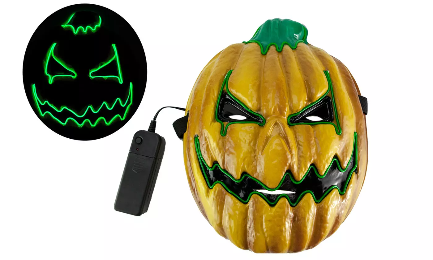 Halloween Masks LED Green Pumpkin Head Masque Halloween Costume Party Props - Primary Image