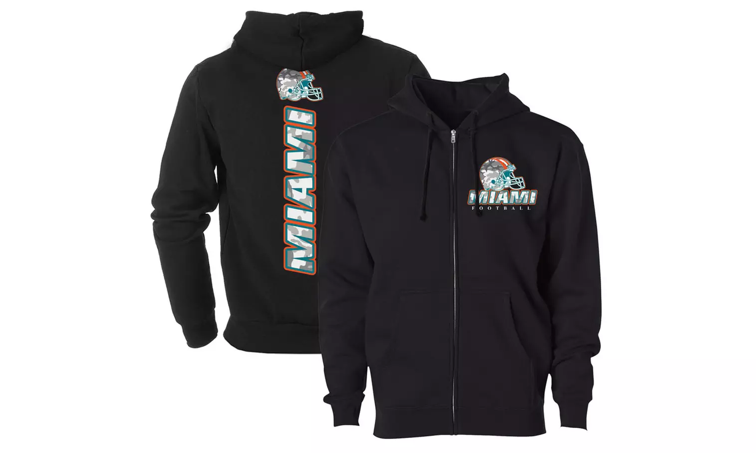 Men Army Camo Football Zip Up Hoodie (S-2XL)