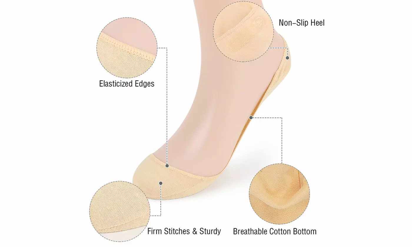3 Pairs Ultra Low Cut Liner No Show Non Slip Invisible Socks for Flats Shoes