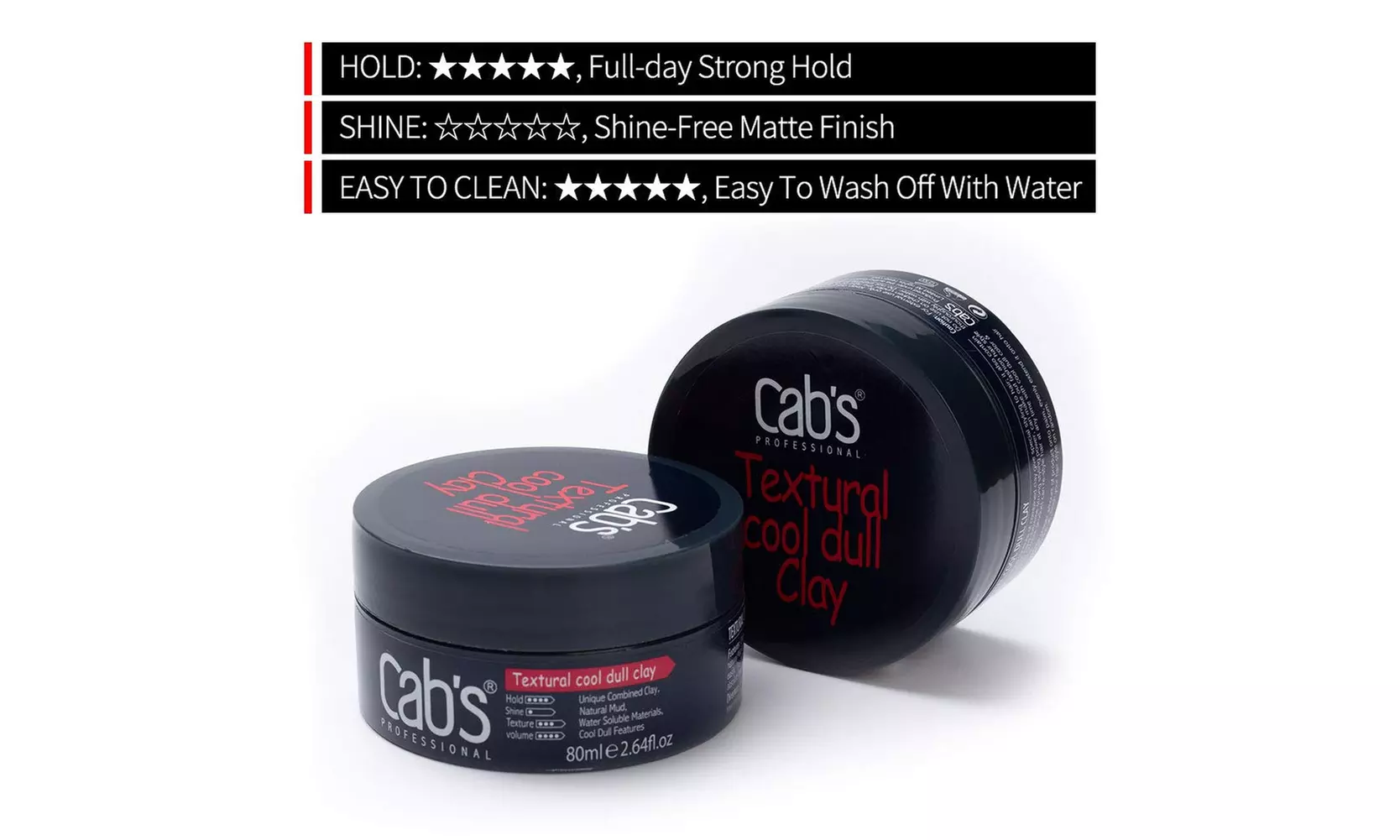Cab's Textural Cool Dull Hair Clay for Men with Matte Finish Molding - Second Medium