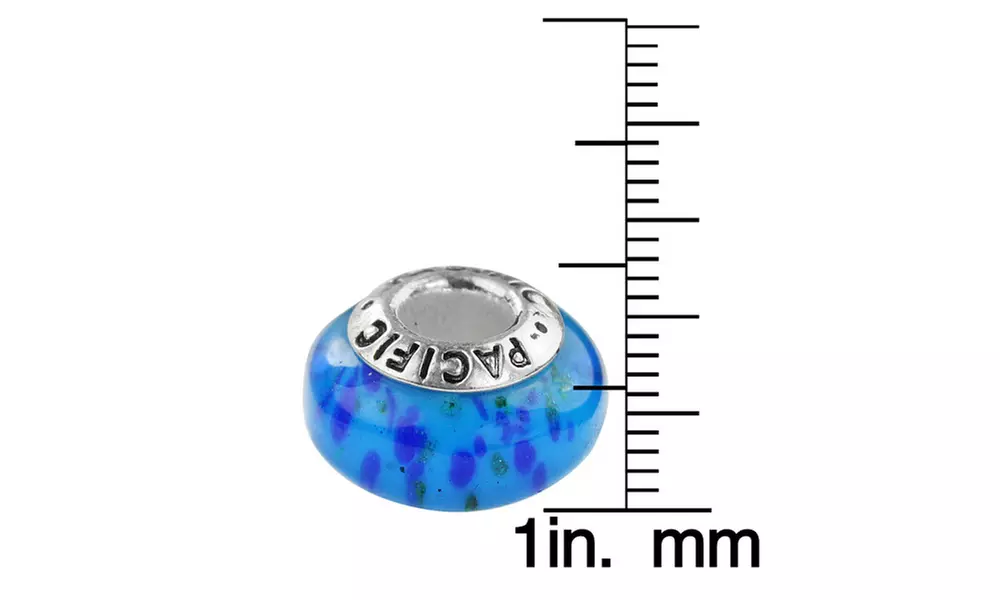 Sterling Silver 'Ari's Aquarium' Murano-style Glass Bead - Second Medium