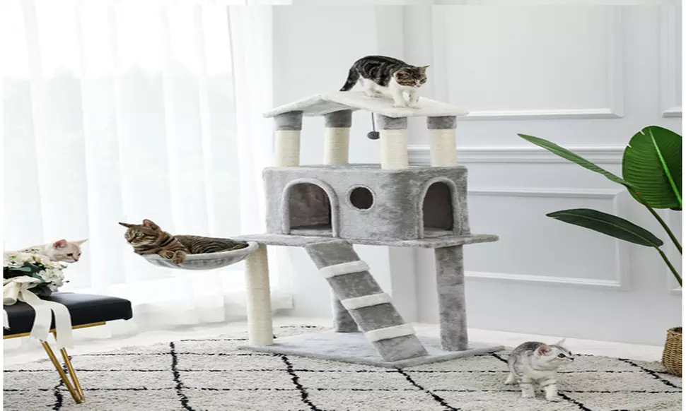 Multi-Level Cat Tree Tower Play House with Sisal Scratching Posts - Primary Image