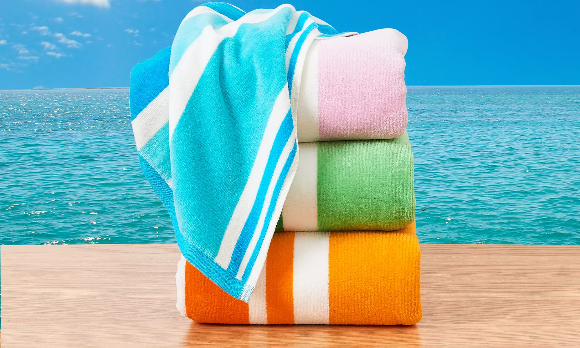 FreshFolds Four Pack Cotton Velour Beach Towels