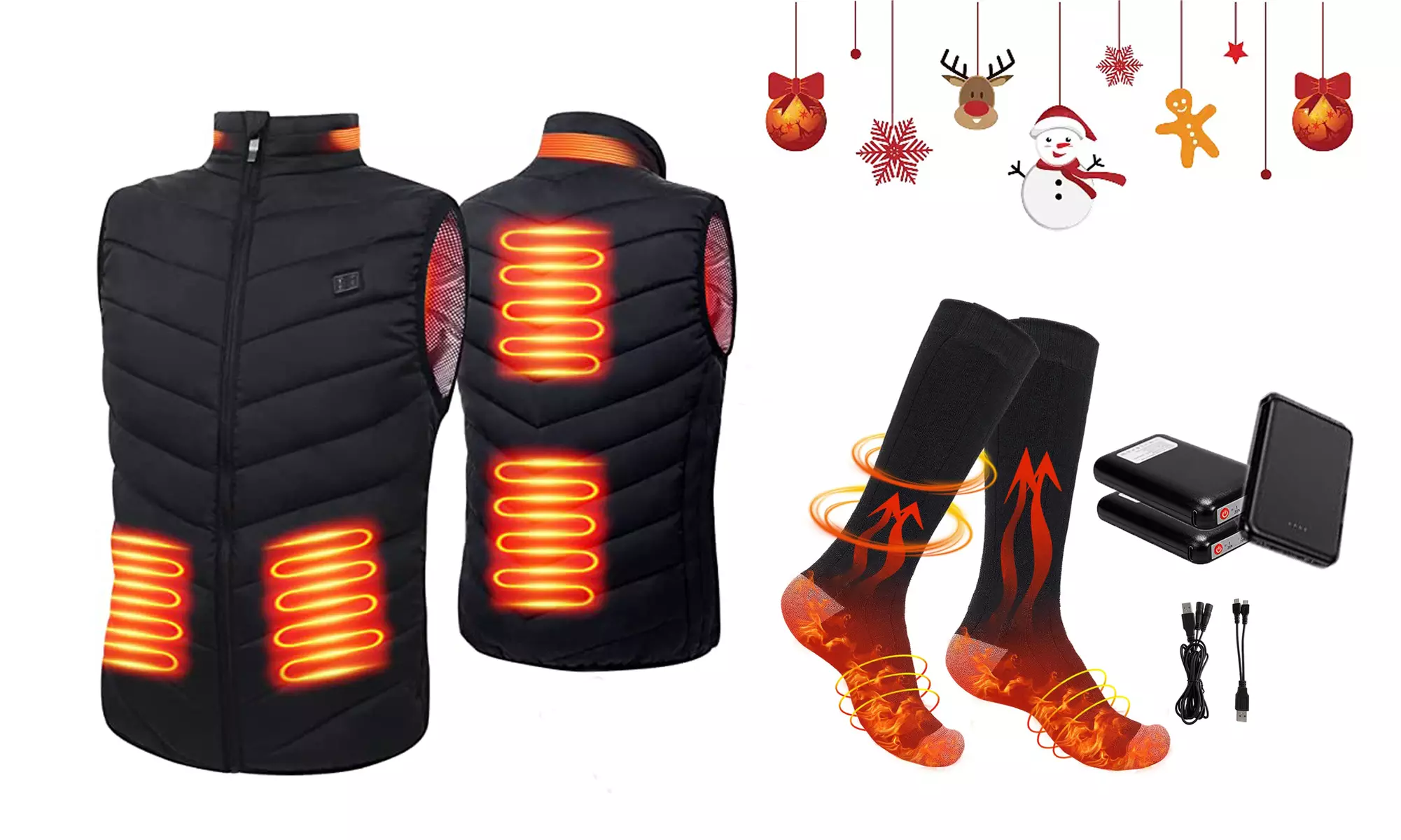 5 Zone Heated Vest Heated Jacket Warmer Socks with Battery Pack for Xmas Gifts - Primary Image