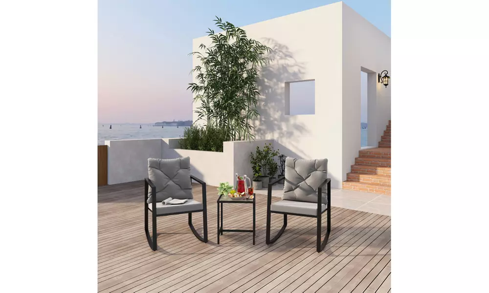 3 Pieces Patio Furniture Outdoor Bistro Conversation Sets - Second Medium
