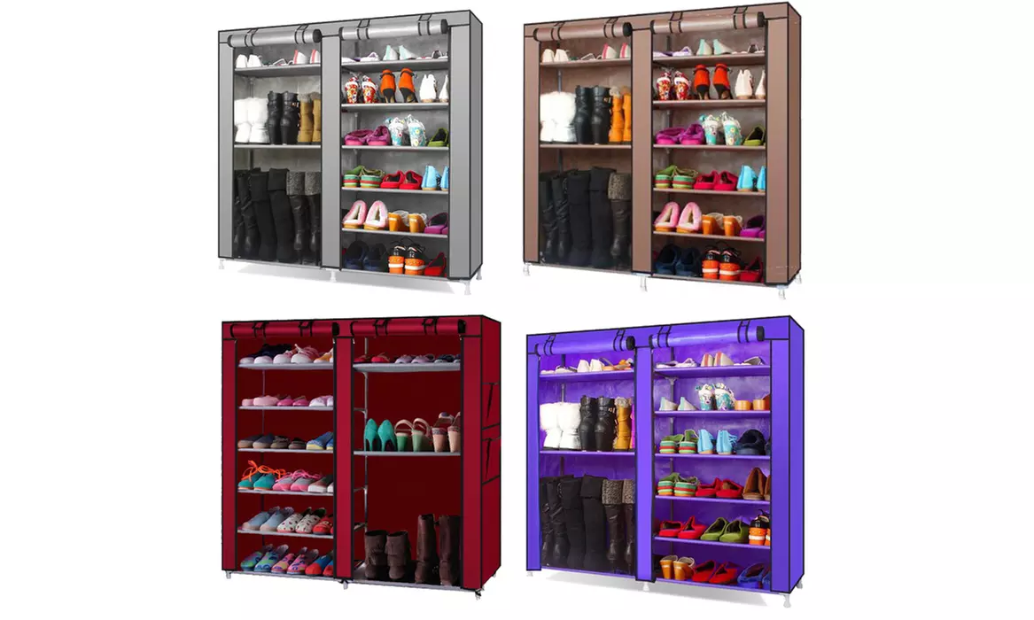 9 Lattices Shoe Rack with Dustproof Cover Closet Shoe Storage Cabinet Organizer  - Primary Image