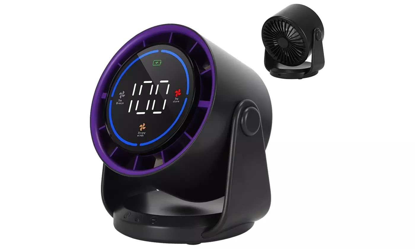 iMounTEK 100-Speed Rechargeable Desk Fan with 120-Degree Tilt & Wall-Mount Hooks