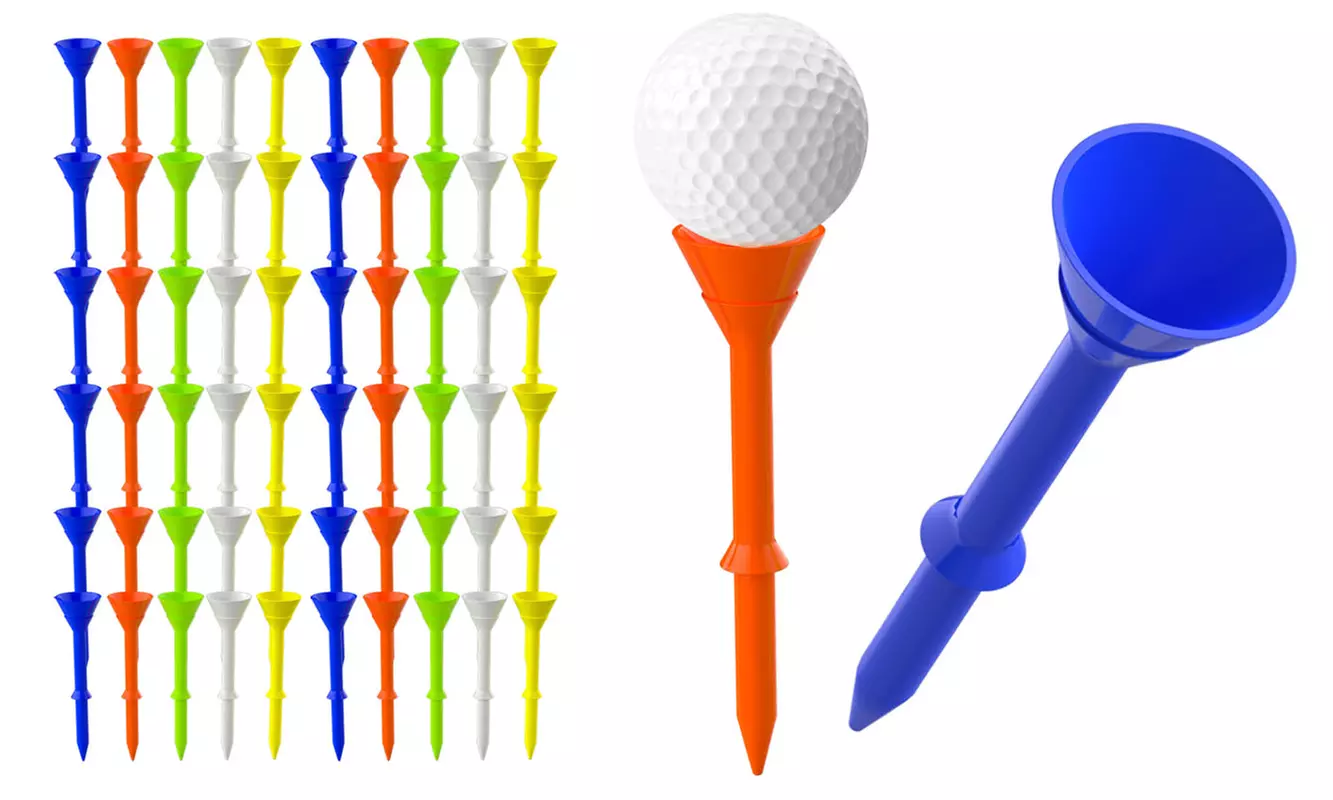 60Pcs Sports Golf Tees Plastic 3 1/4 inch Upgrade Unbreakable Multicolors Long - Second Medium