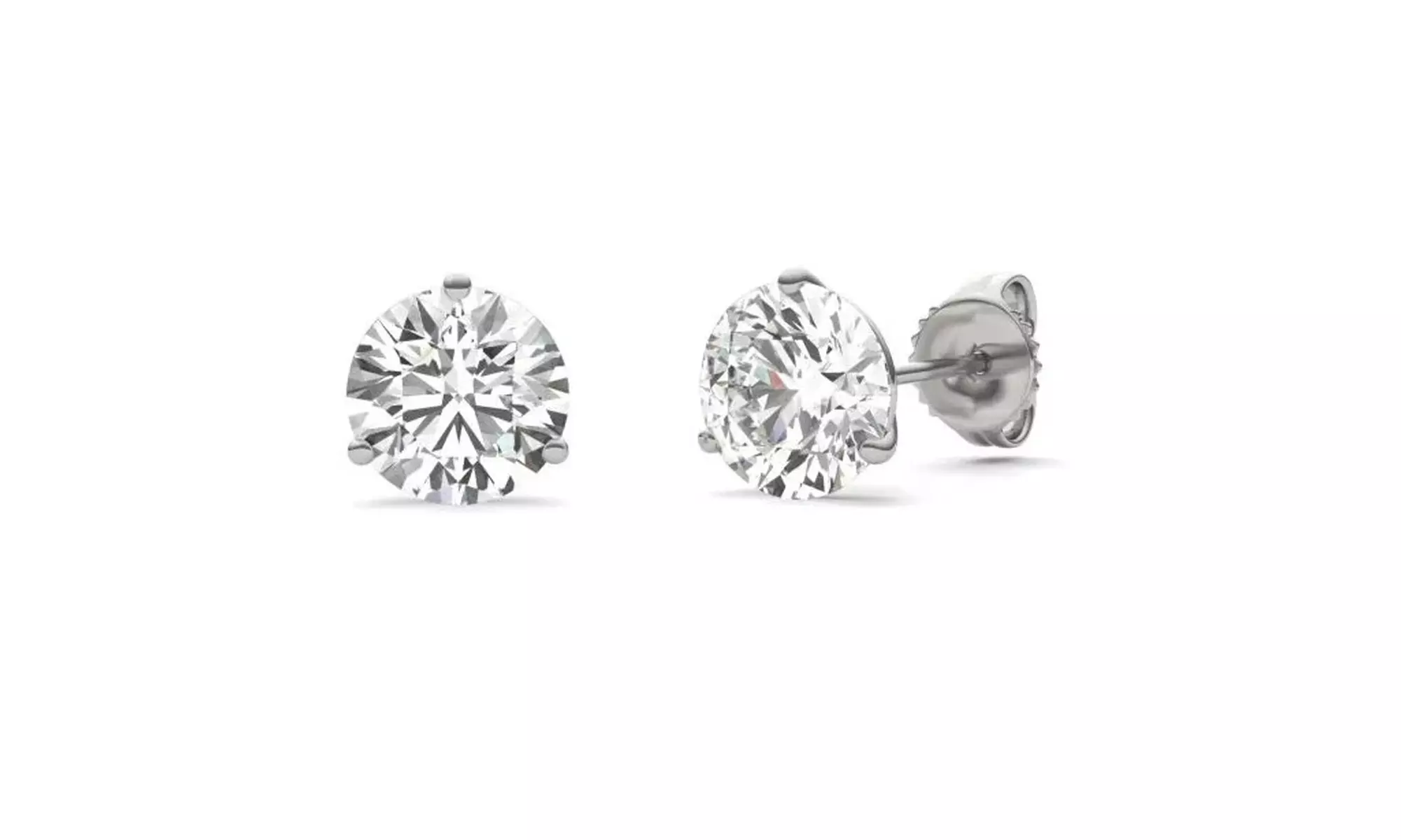 Paris Jewelry 925 Silver Plated 0.9 Ct Simulated Cubic Zirconia Stud Earrings