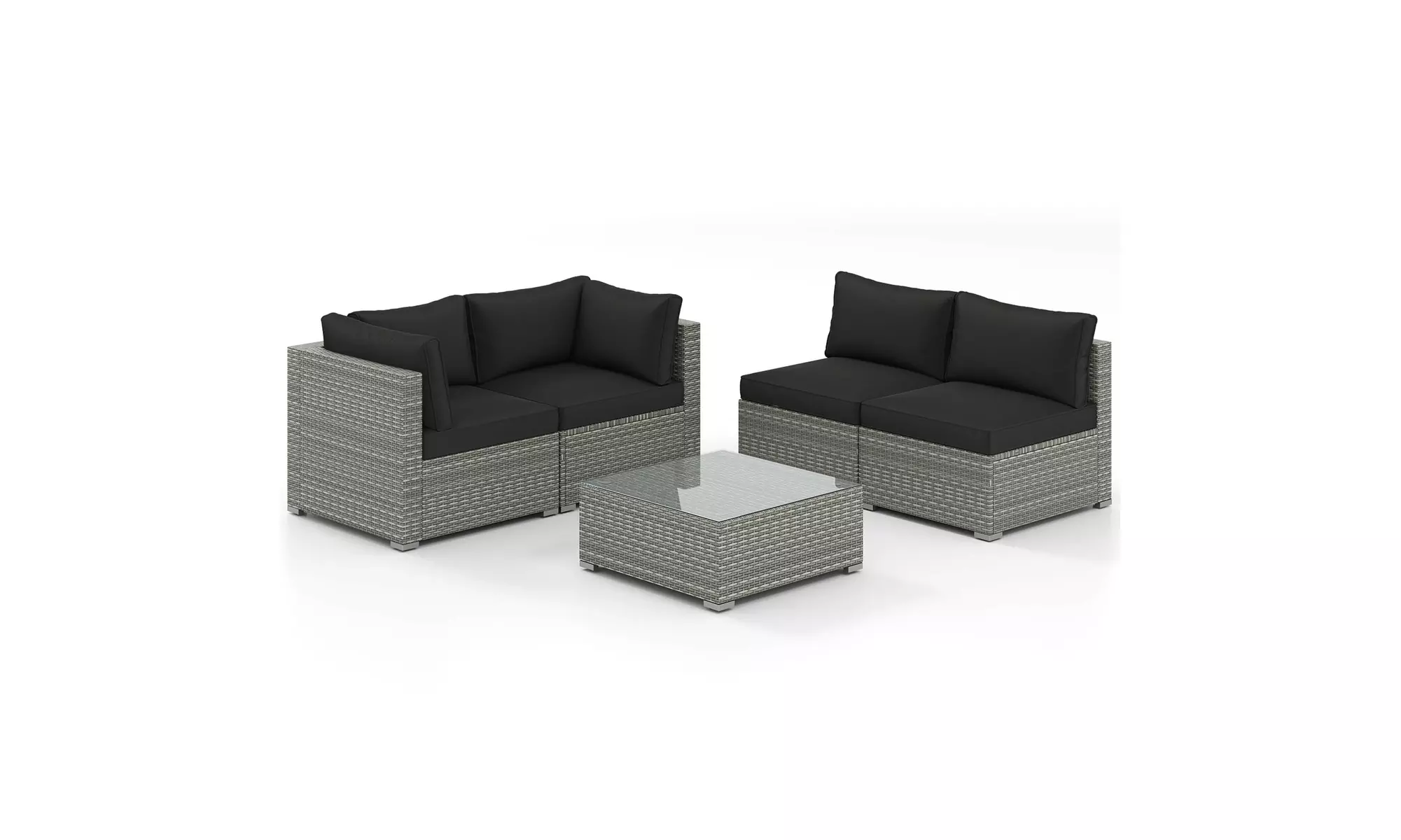 Costway Outdoor Patio Sectional Sofa Couch PE Rattan Conversation Set