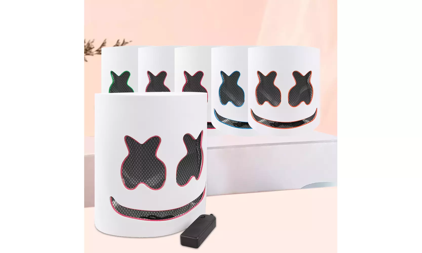 Halloween LED Mask DJ Mask Light up Music Festival Full Head Cosplay Costume - Primary Image