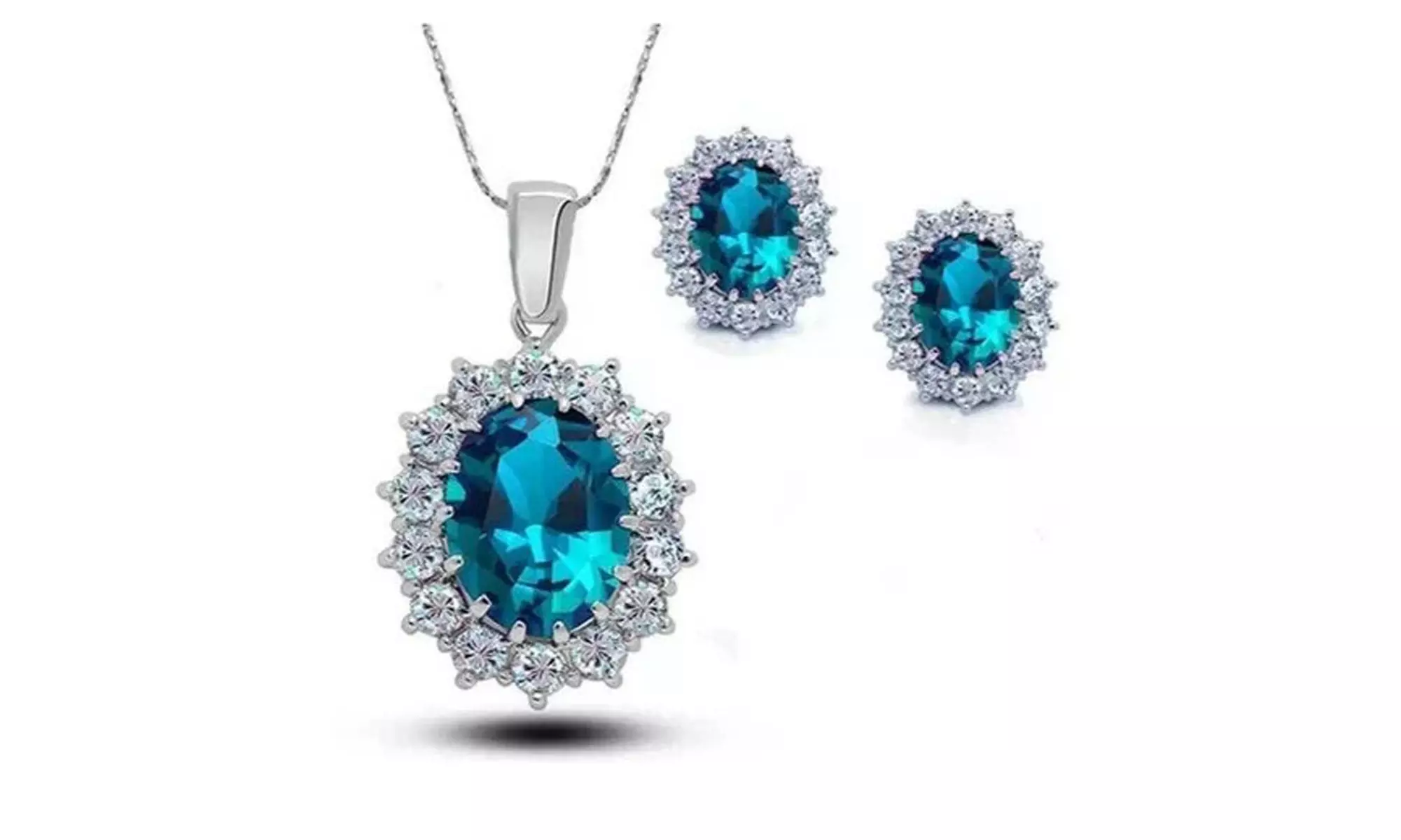 Up to Four Paris Jewelry 2 Ct Oval Aquamarine Necklace and Earring Sets