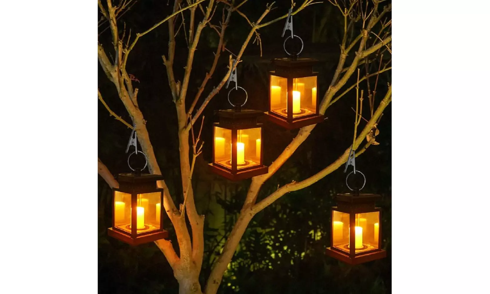 Solar Lights Outdoor Flameless Candles Lantern Waterproof Garden Hanging Lights