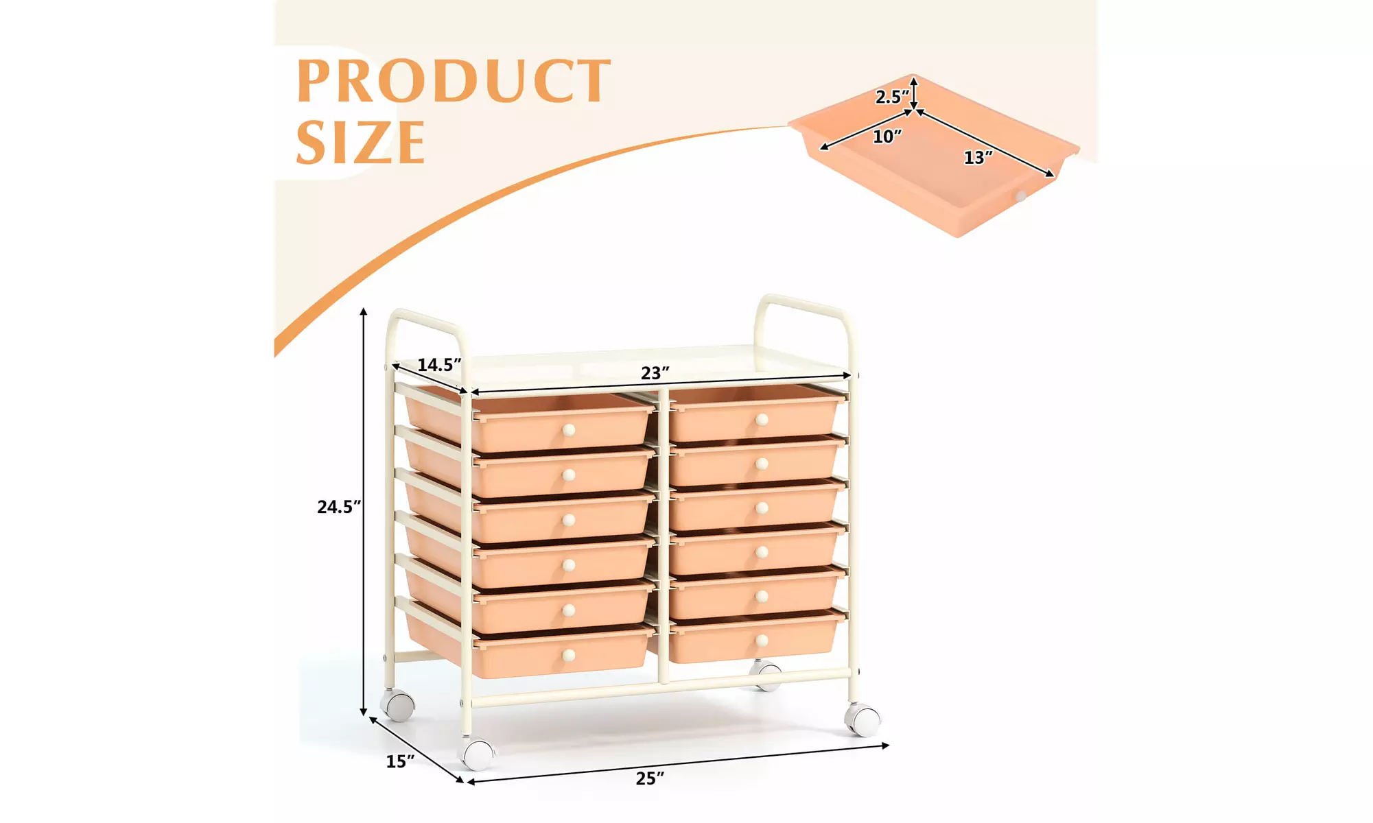 Costway 12 Drawers Rolling Cart Storage Scrapbook Paper Studio Organizer Bins