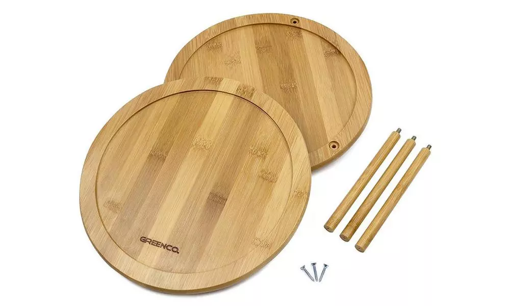 Greenco Premium Bamboo 2 Tier Lazy Susan Turntable - Second Medium