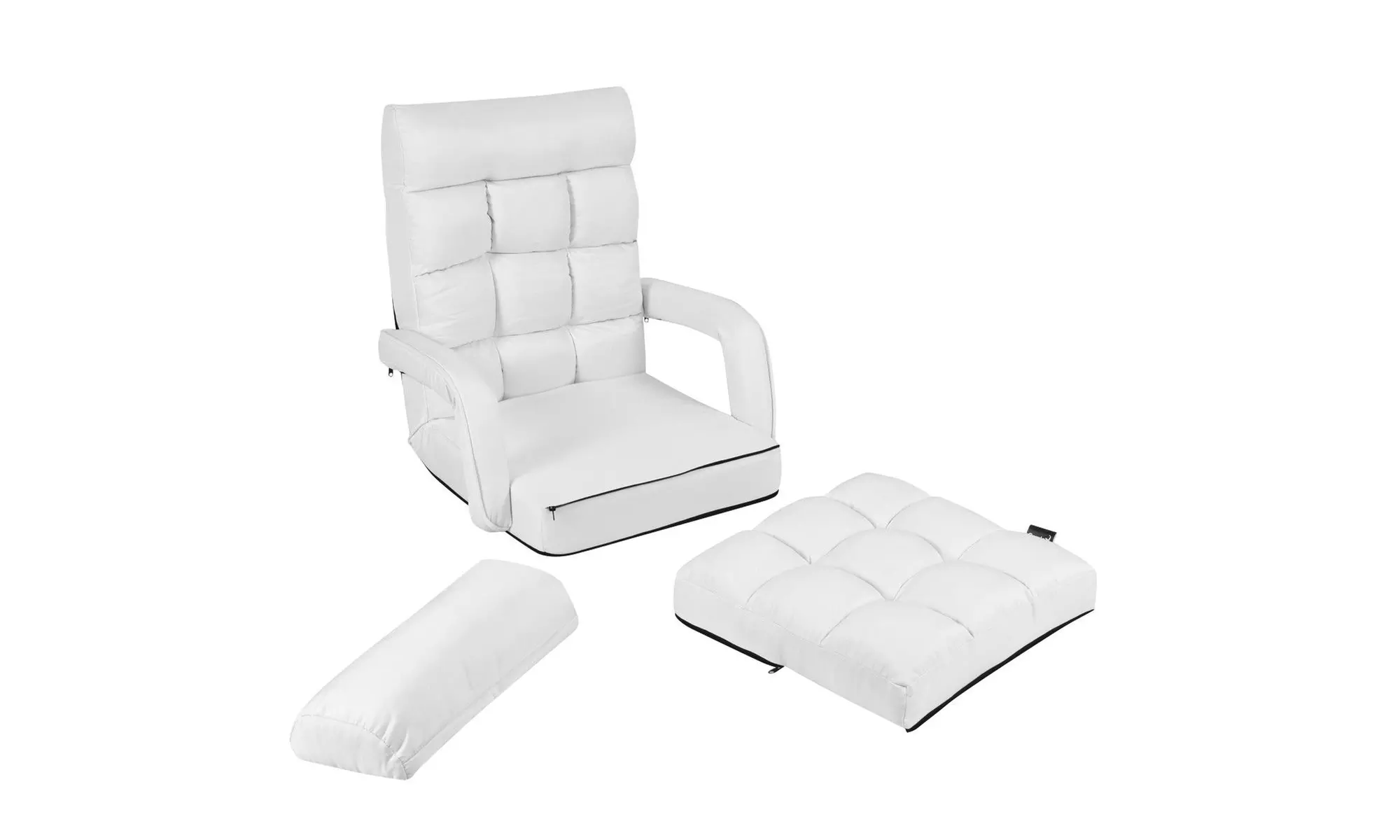 Costway Lazy Sofa Lounger Bed Floor Chair Sofa with Armrests and pillow
