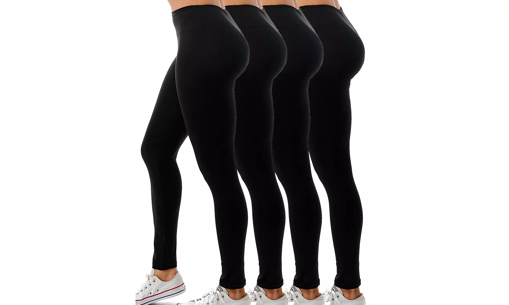 4 Pack Women's High Waisted Soft Leggings Size S-3XL