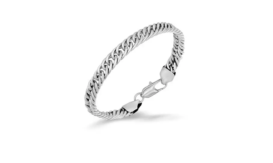 Sterling Silver Plating Interlocking Geometric Link Bracelet - Primary Image