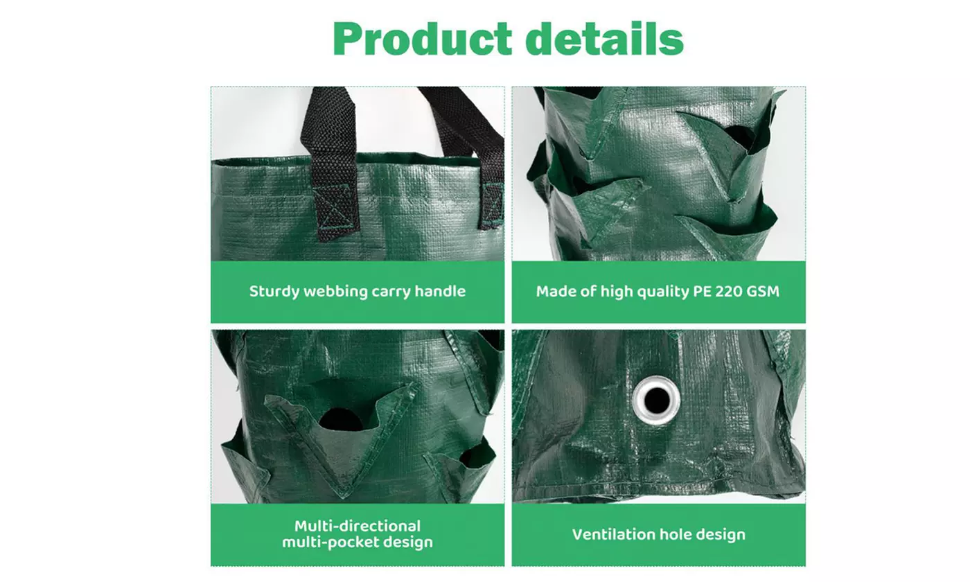 1-3 Pack Hanging 3 Gallon Planting Grow Bags with 10 Hole for Strawberry Tomato