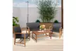 Costway 4PCS/8PCS Outdoor Patio Rattan Furniture Set Acacia Wood Frame Sofa - Second Medium