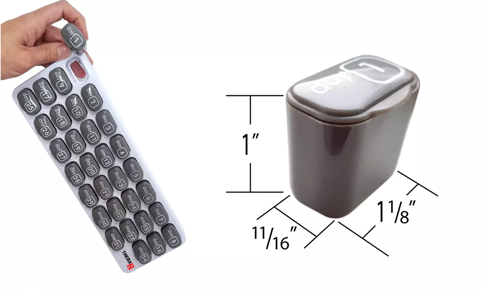 31 Day Monthly Pill And Vitamin Organizer With Large Removable Pods -1 or 2 Pack