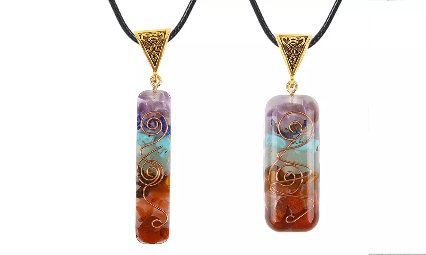 ItBelongs2U 7 Chakra Orgone Energy Healing Pendants Necklace Gift Set