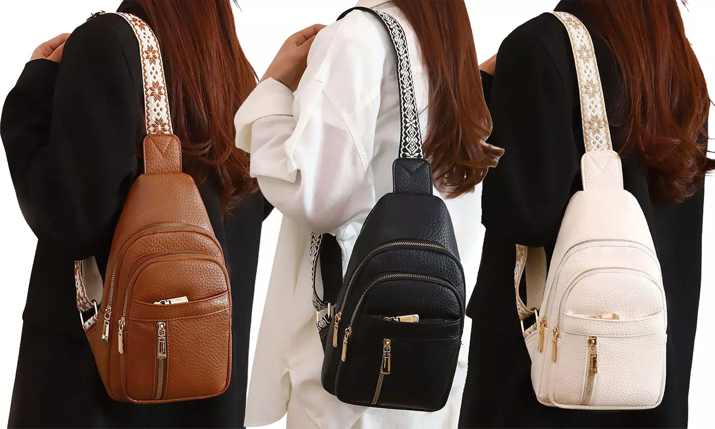 Women Leather Sling Bag Anti-theft Cross Body Bag Travel Sling Purse Chest Bags - Primary Image