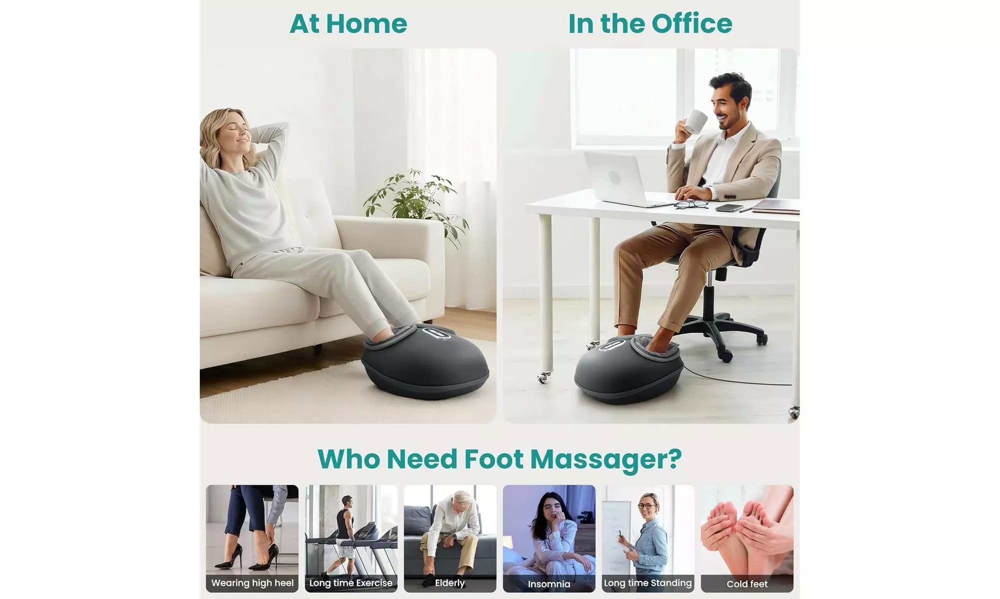 Refurbished Nekteck Shiatsu Foot Massager with Heat and Air Compression Grey