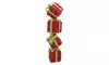 34" Lighted Sparkling Red Tinsel Candy Gift Box Tower Xmas Yard Art