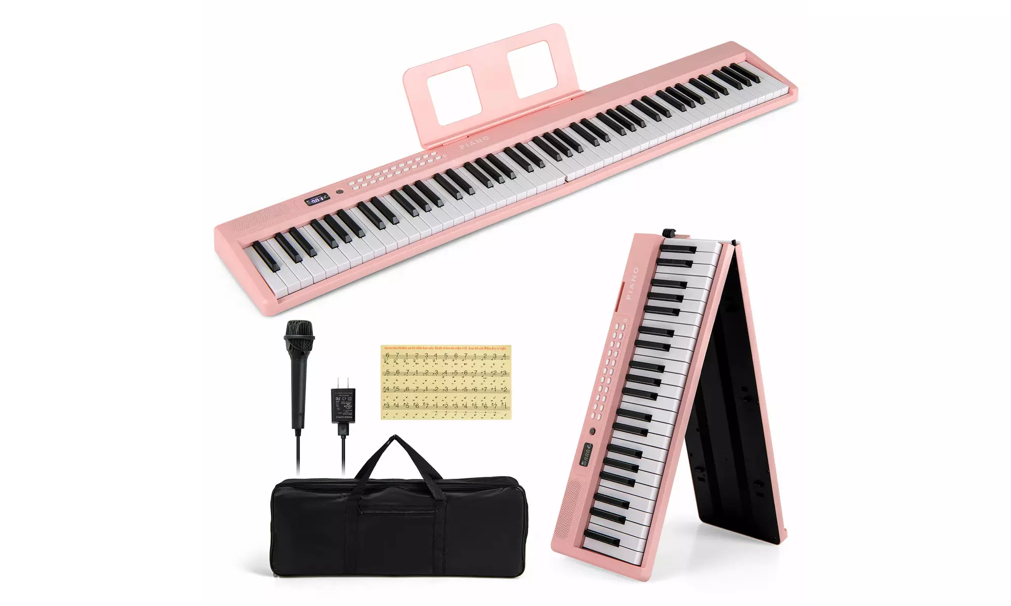 Costway 88 Key Folding Piano Keyboard with Wireless MIDI Dual Speakers