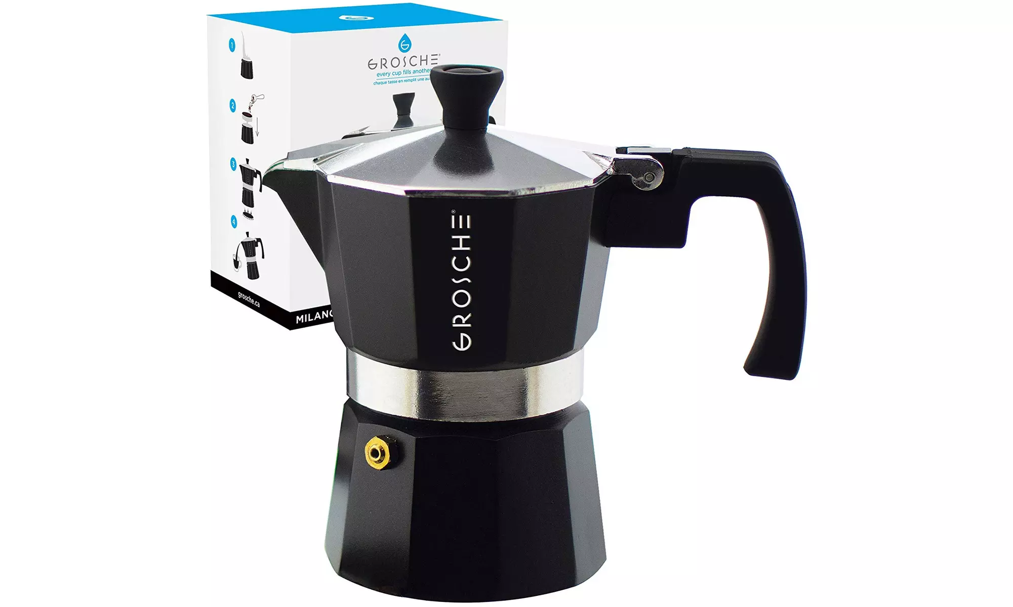 GROSCHE Milano Stovetop Espresso Maker Moka Pot 3 Cup - 5 oz - Primary Image