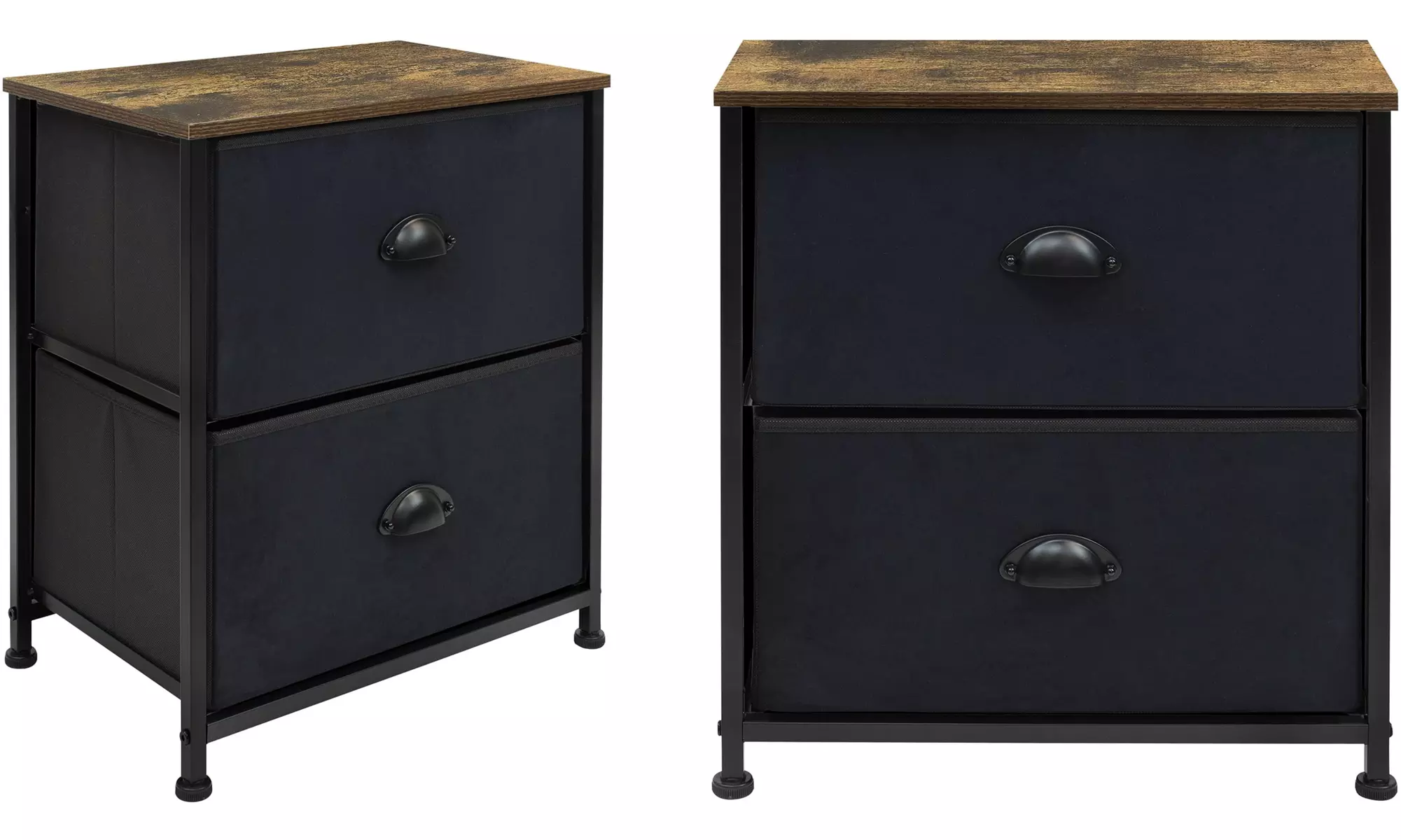 Nightstand Shelf Storage w/ 2 Drawers - Bedside Furniture & Accent End Table - Primary Image