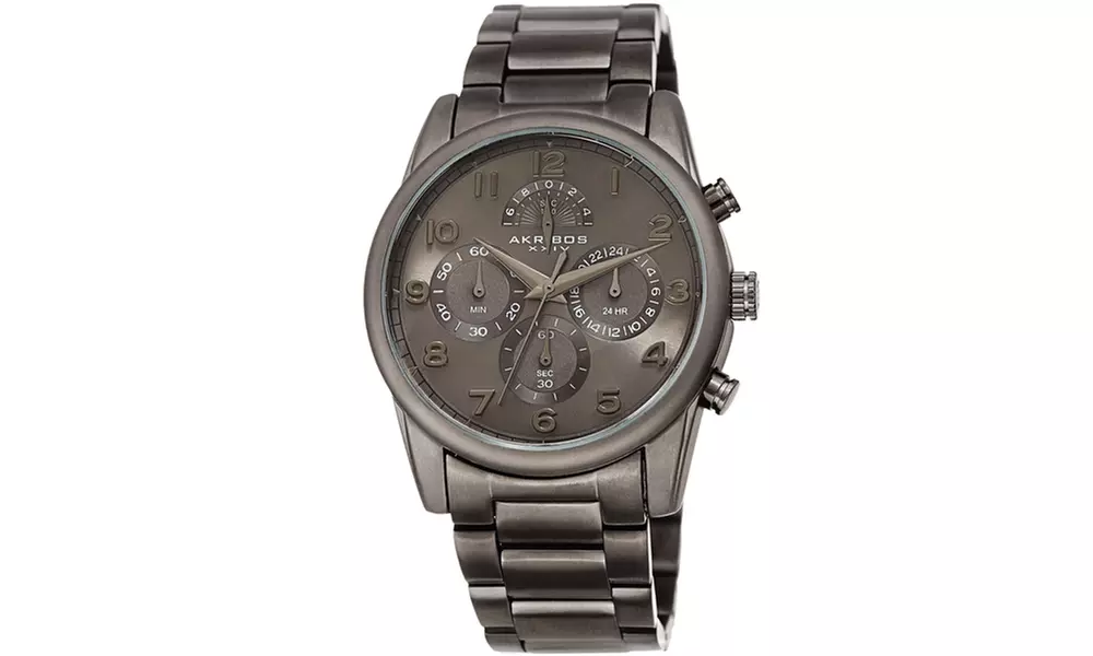 Men's Akribos XXIV Chronograph Dial Stainless Steel Link Bracelet
